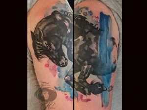 friesian horse watercolor tattoo1